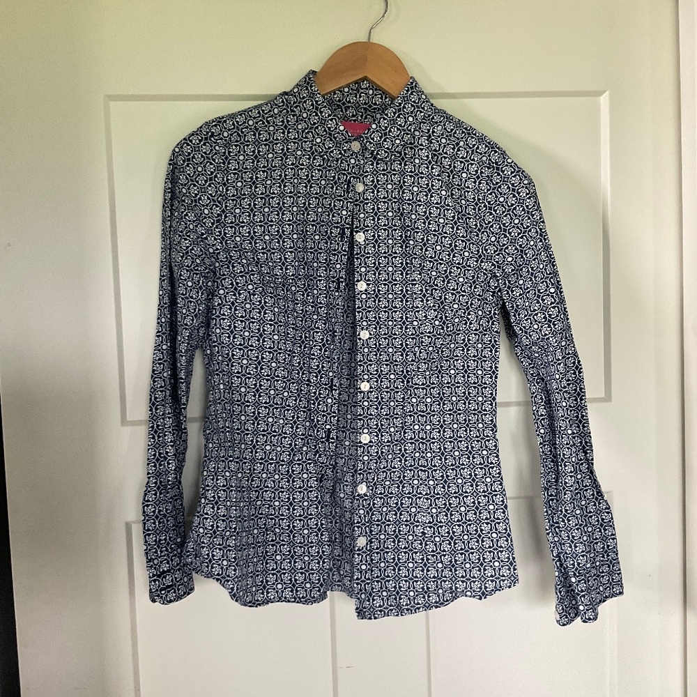 Women’s Charles Tyrwhitt Button Down Blouse Shirt Floral Geometric Size 4